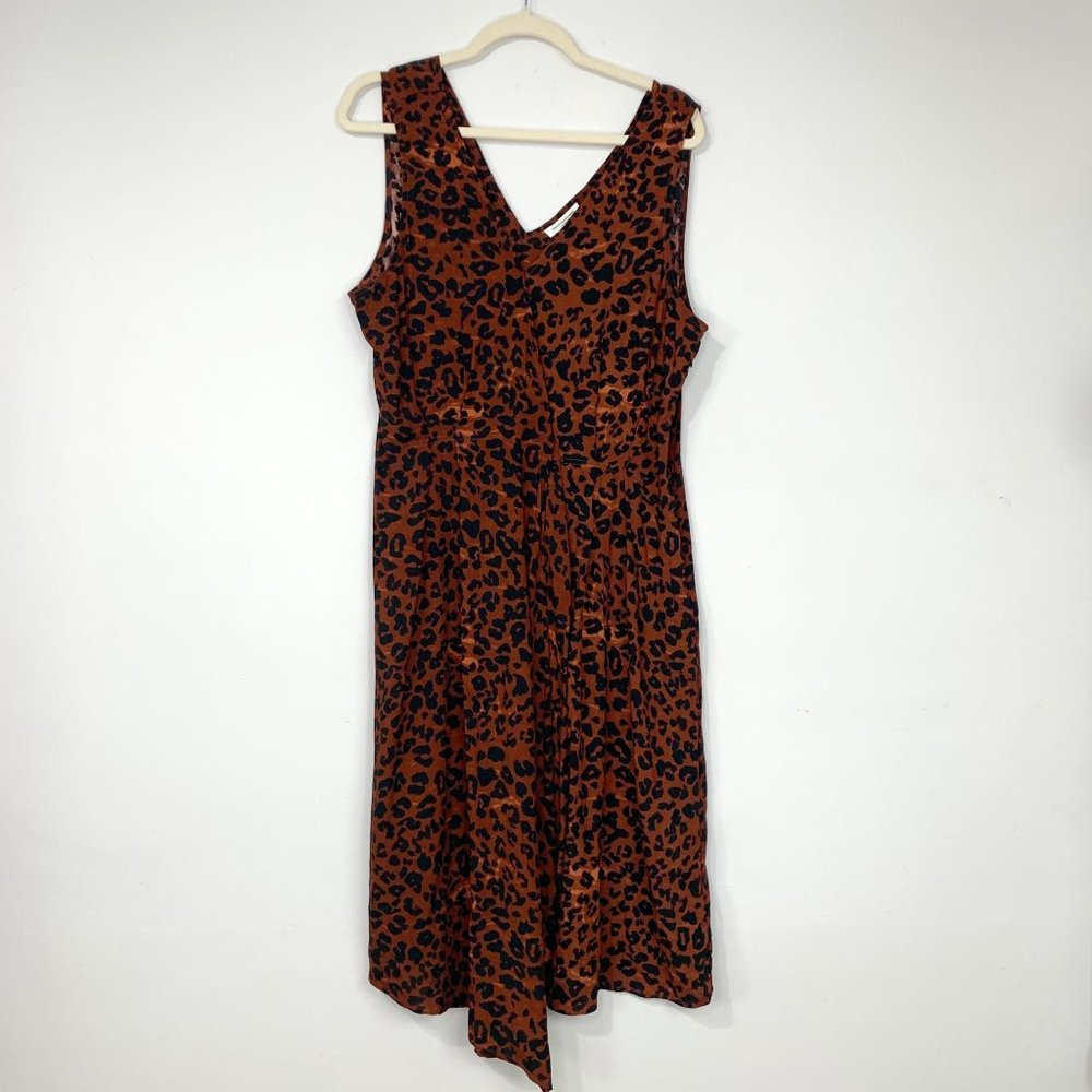 BEACH LUNCH LOUNGE Anais Midi‎ Dress Rumba Red Leopard Animal Print Sz L - Picture 2 of 7